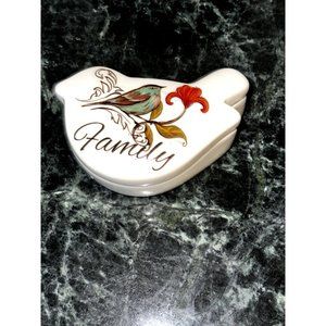 Porcelain Jewelry Trinket Box Flower & Bird Design